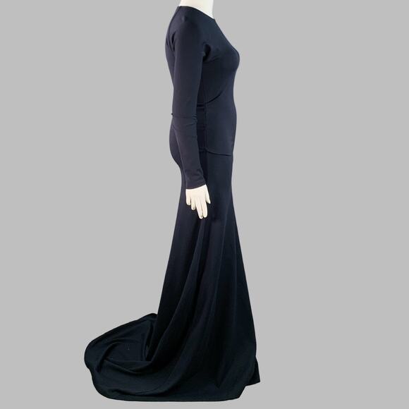 JIL SANDER Size 10 Navy Viscose Blend Ruched Long Evening Gown - Picture 2 of 7